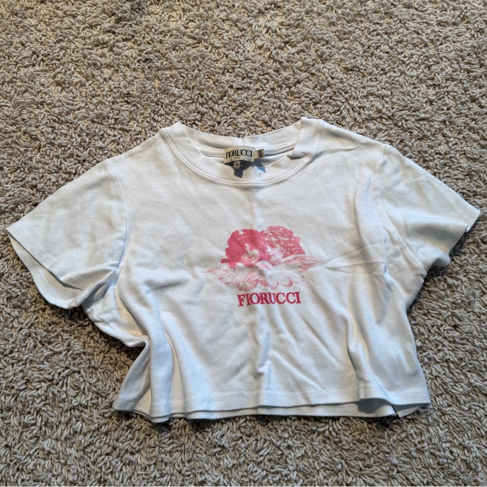 Fiorucci Angel Graphic Tee in White and Pink